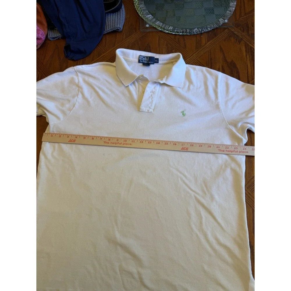 Vintage Polo Ralph Lauren Men's XL Classic Polo Shirt Cream, Green Logo